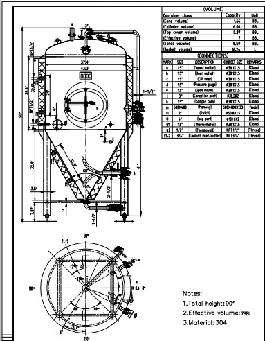 啤酒发酵罐图纸--山东豪鲁 啤酒发酵罐图纸--山东豪鲁